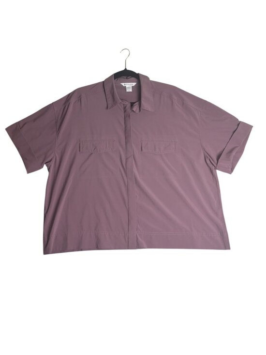 Athleta Tops - Athleta Size L Hike Packable Top Vented Short Sleeve Button Front Mauve Utility
